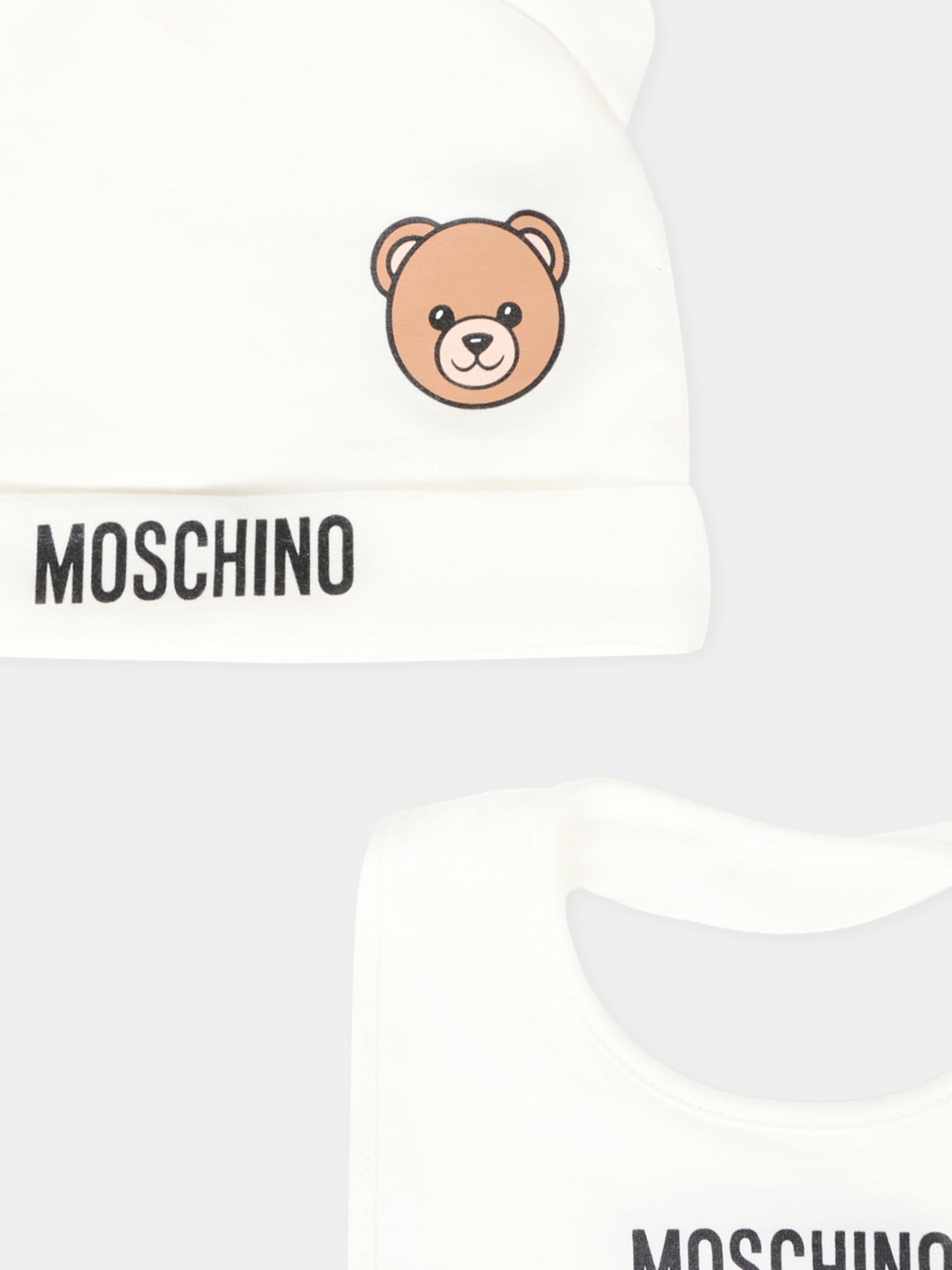 Set accessori avorio per neonati con Teddy Bear,Moschino Kids,MUY08K LCA40 10063