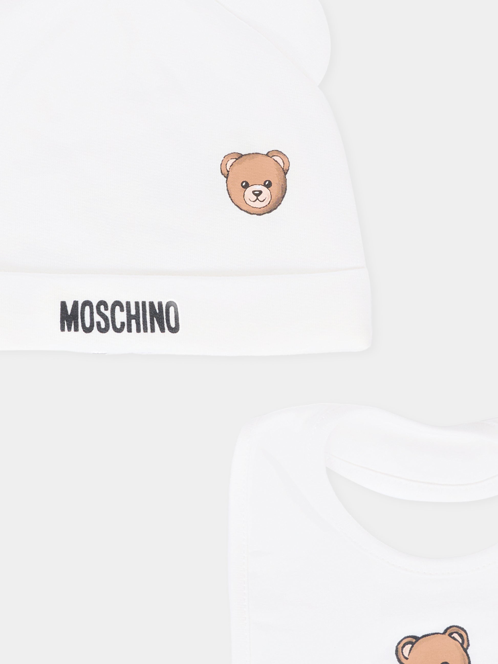 Set avorio per neonati con Teddy Bear e logo,Moschino Kids,MUY08L LCA40 10063