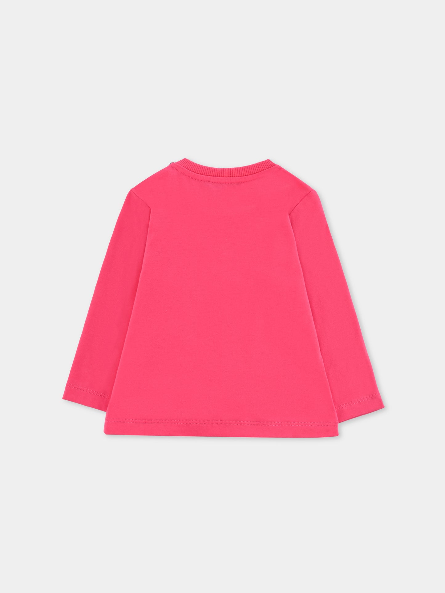 T-shirt fucsia per neonata con logo e Teddy Bear,Moschino Kids,MVO00R LAA10 50541