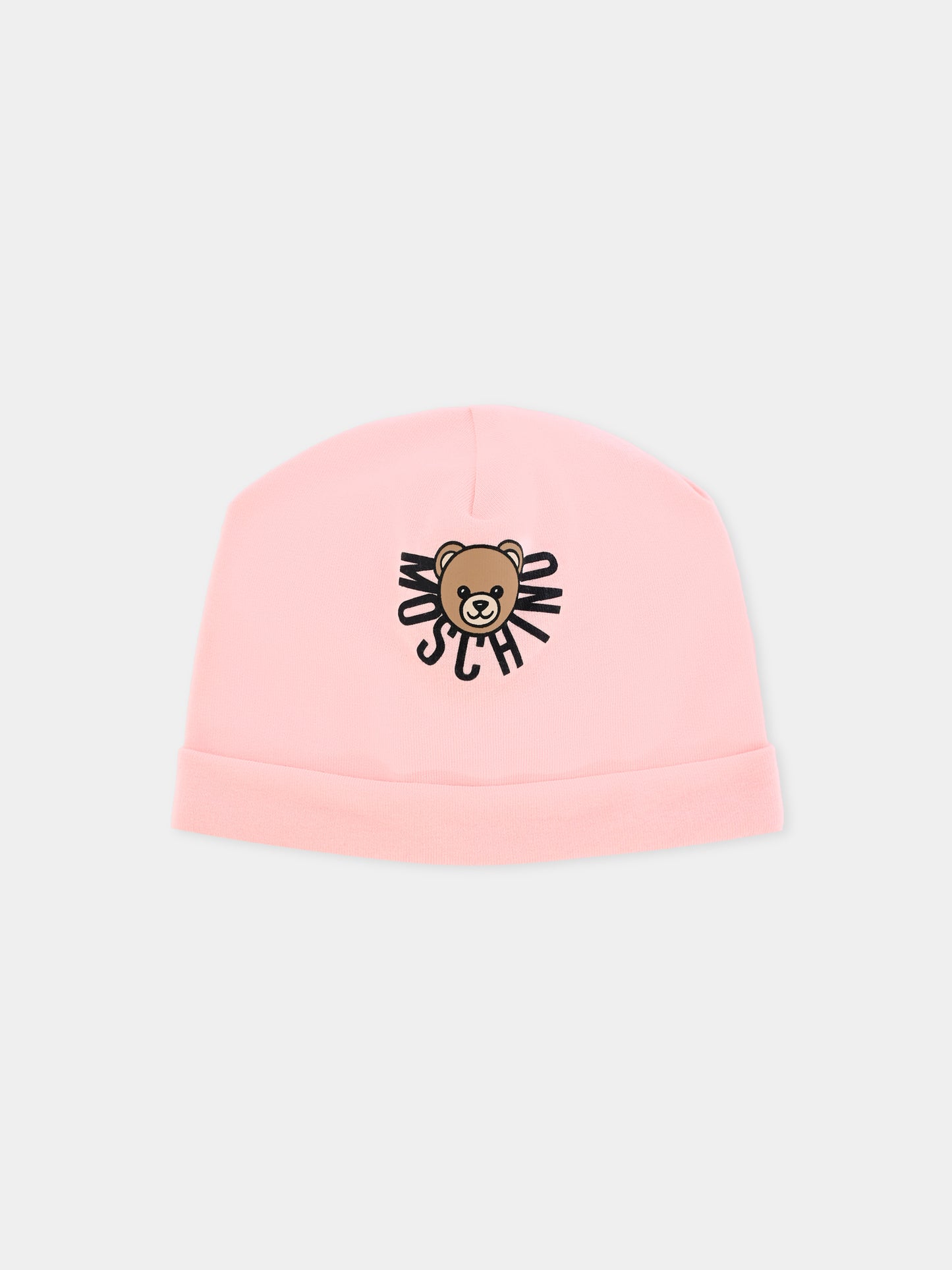 Berretto rosa per neonata con Teddy Bear,Moschino Kids,MXX031 LDA17 50209