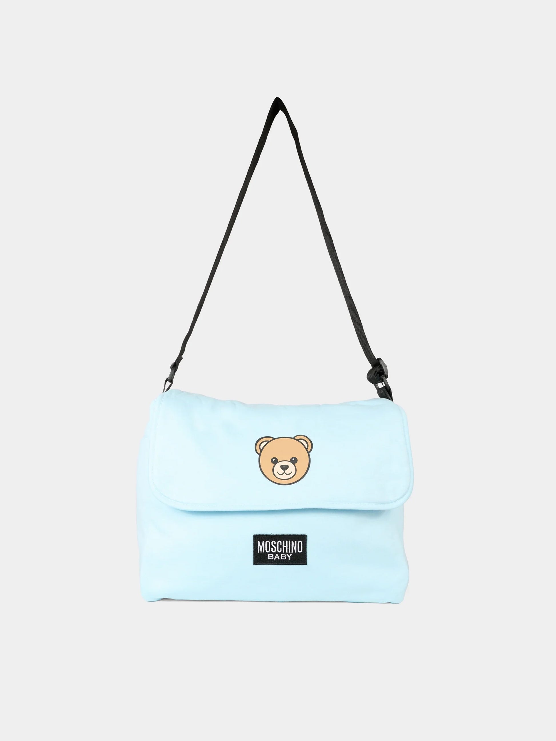 Borsa mamma celeste per neonato con Teddy Bear,Moschino Kids,MXX03D LCA40 40304