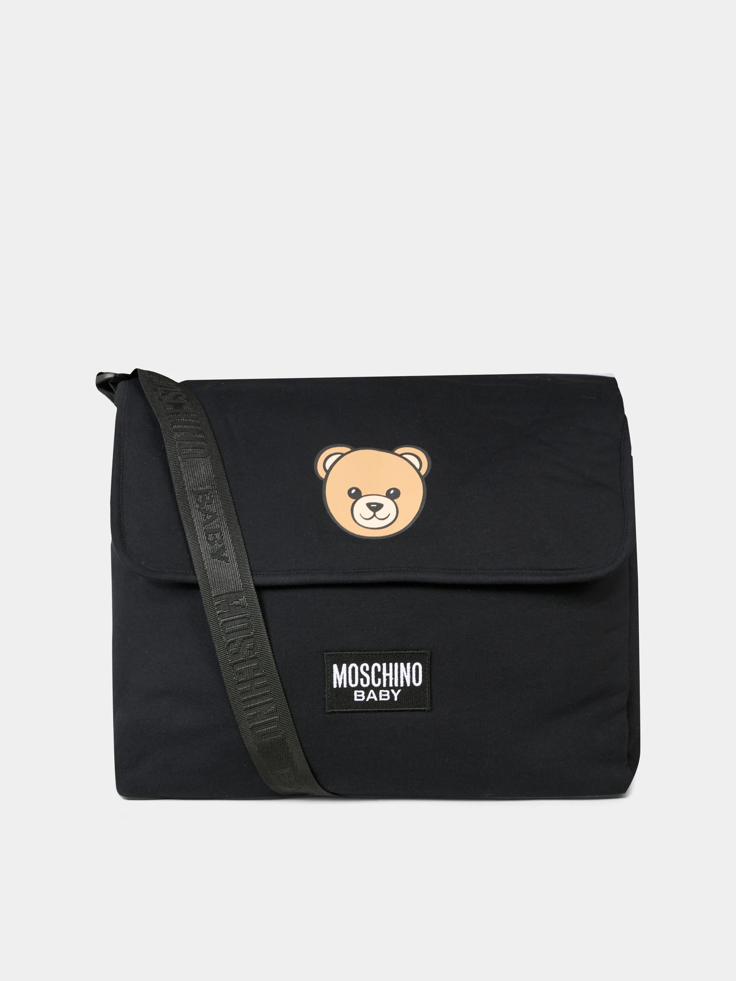 Borsa mamma nera per neonati con Teddy Bear,Moschino Kids,MXX03D LCA40 60100
