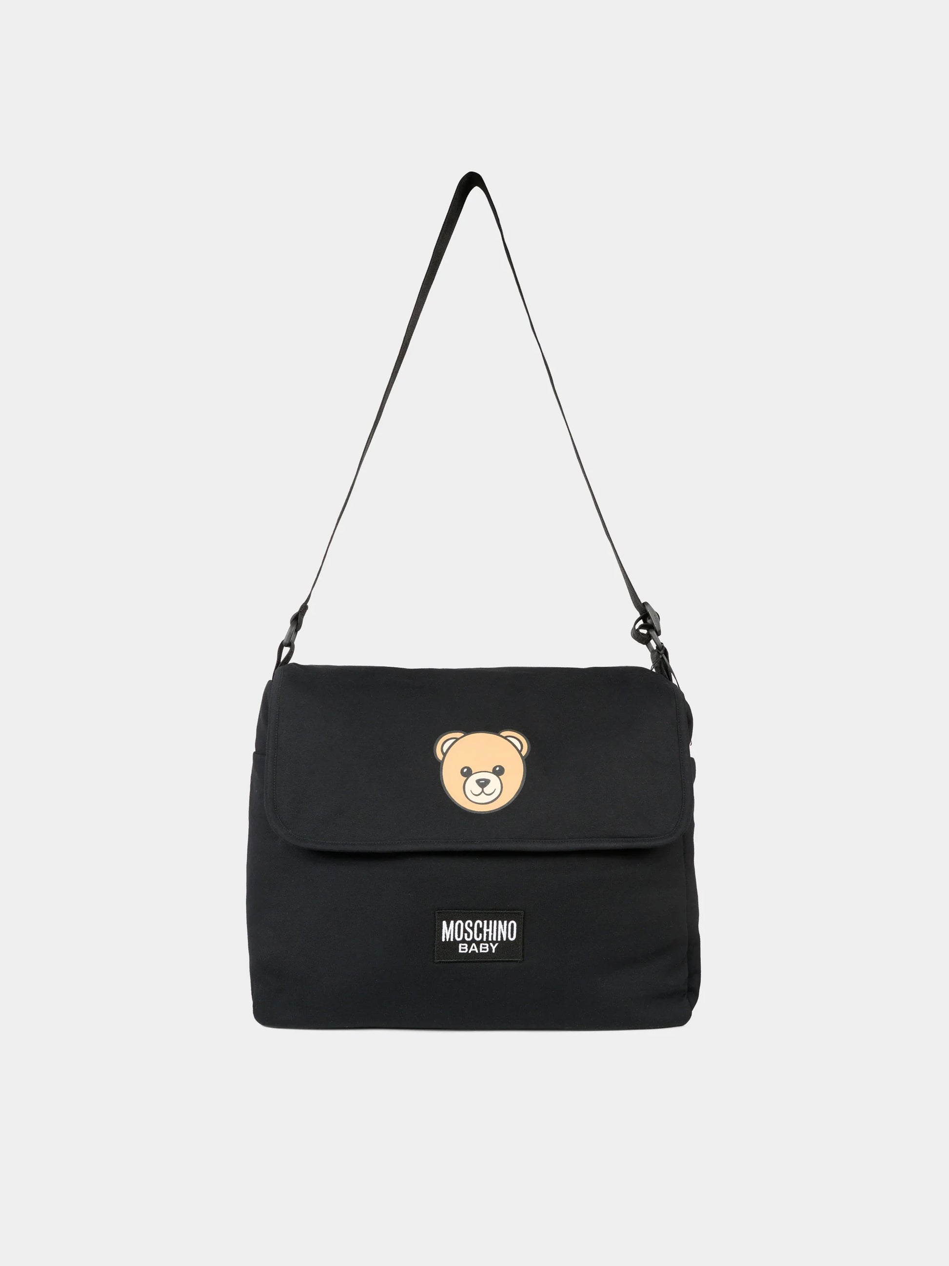 Borsa mamma nera per neonati con Teddy Bear,Moschino Kids,MXX03D LCA40 60100