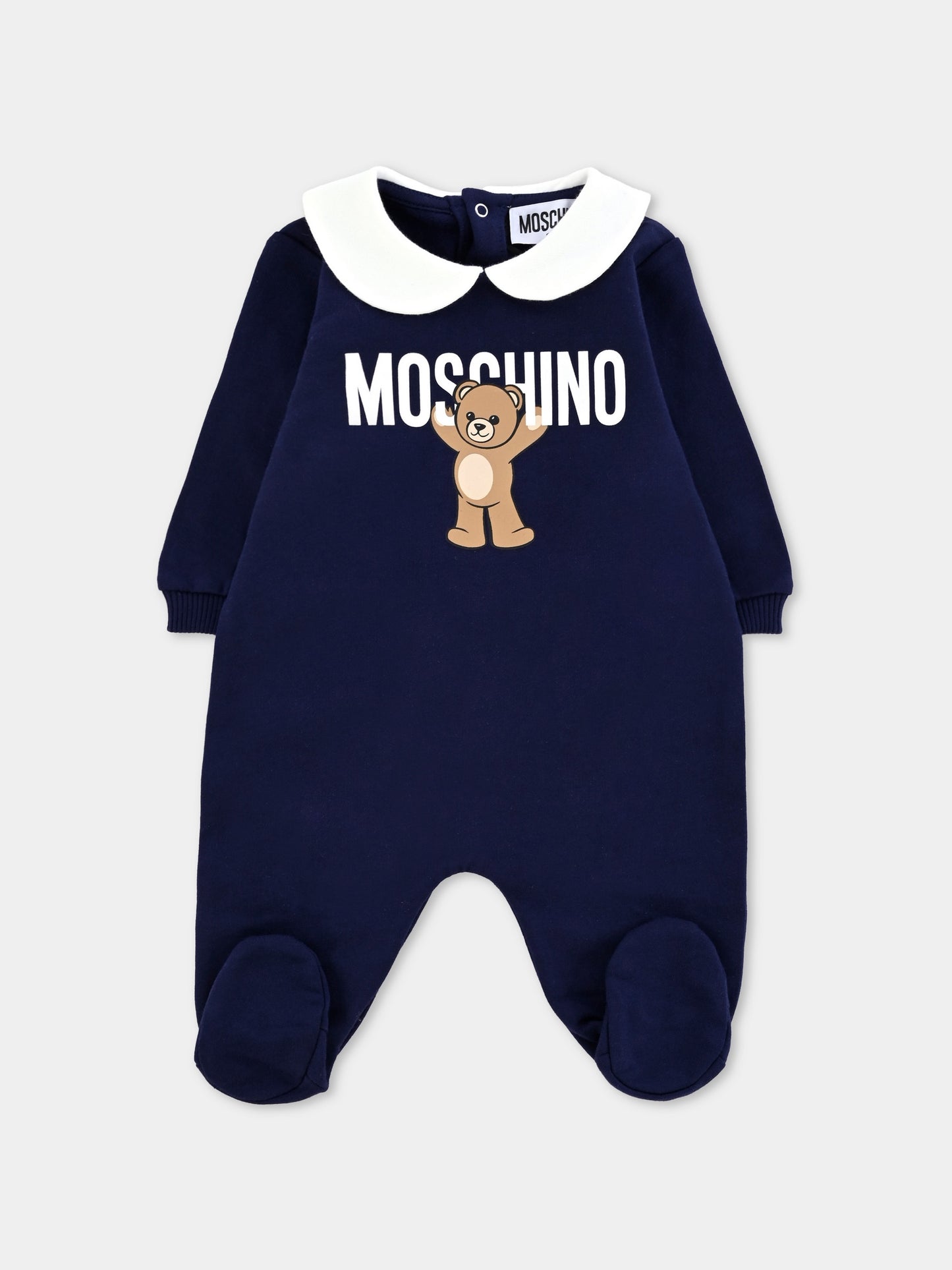 Tutina blu per neonato con Teddy Bear,Moschino Kids,MXY037 LCA40 40016