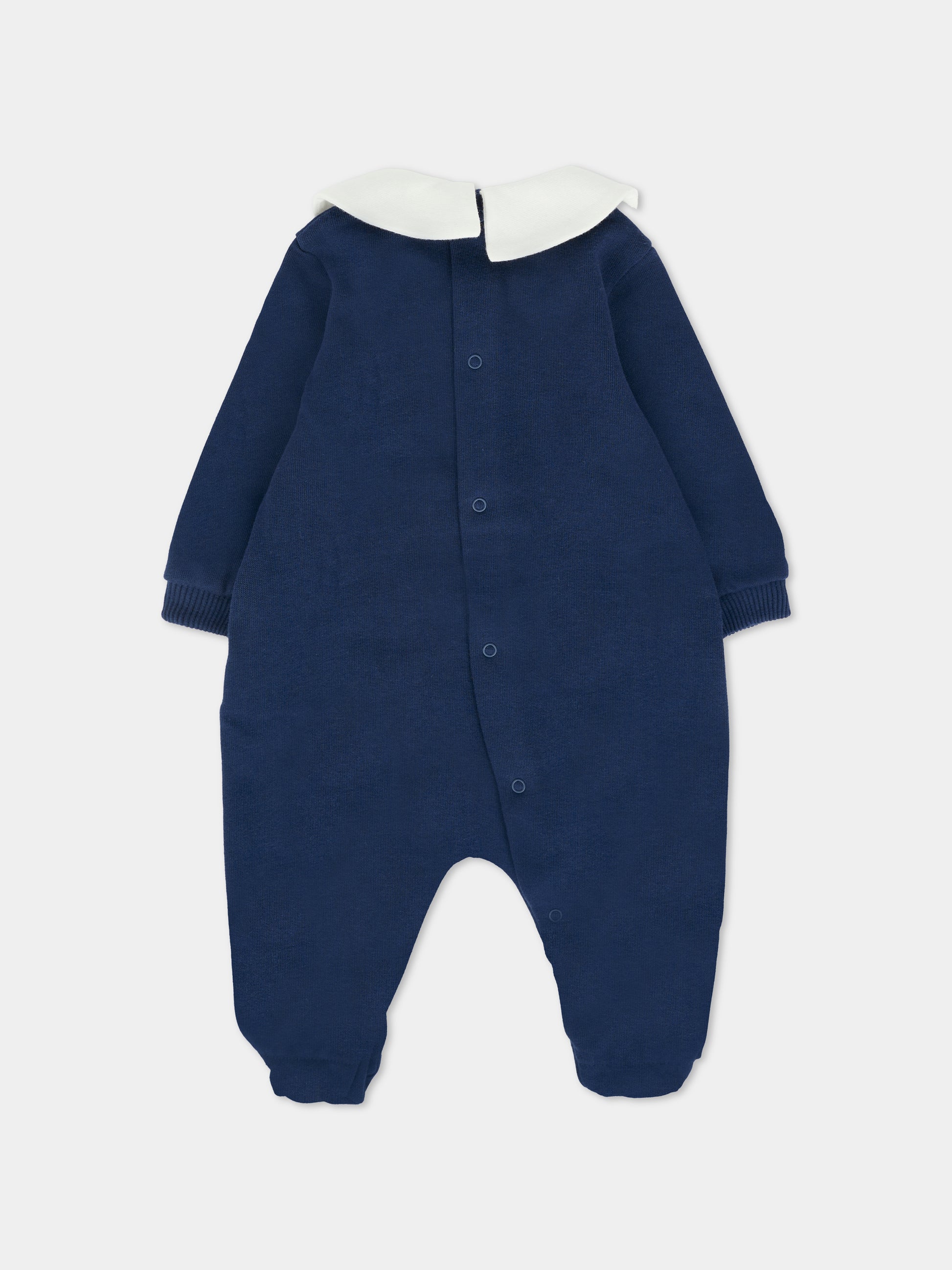 Tutina blu per neonato con Teddy Bear e ghirlanda natalizia,Moschino Kids,MYY037 LCA14 40016