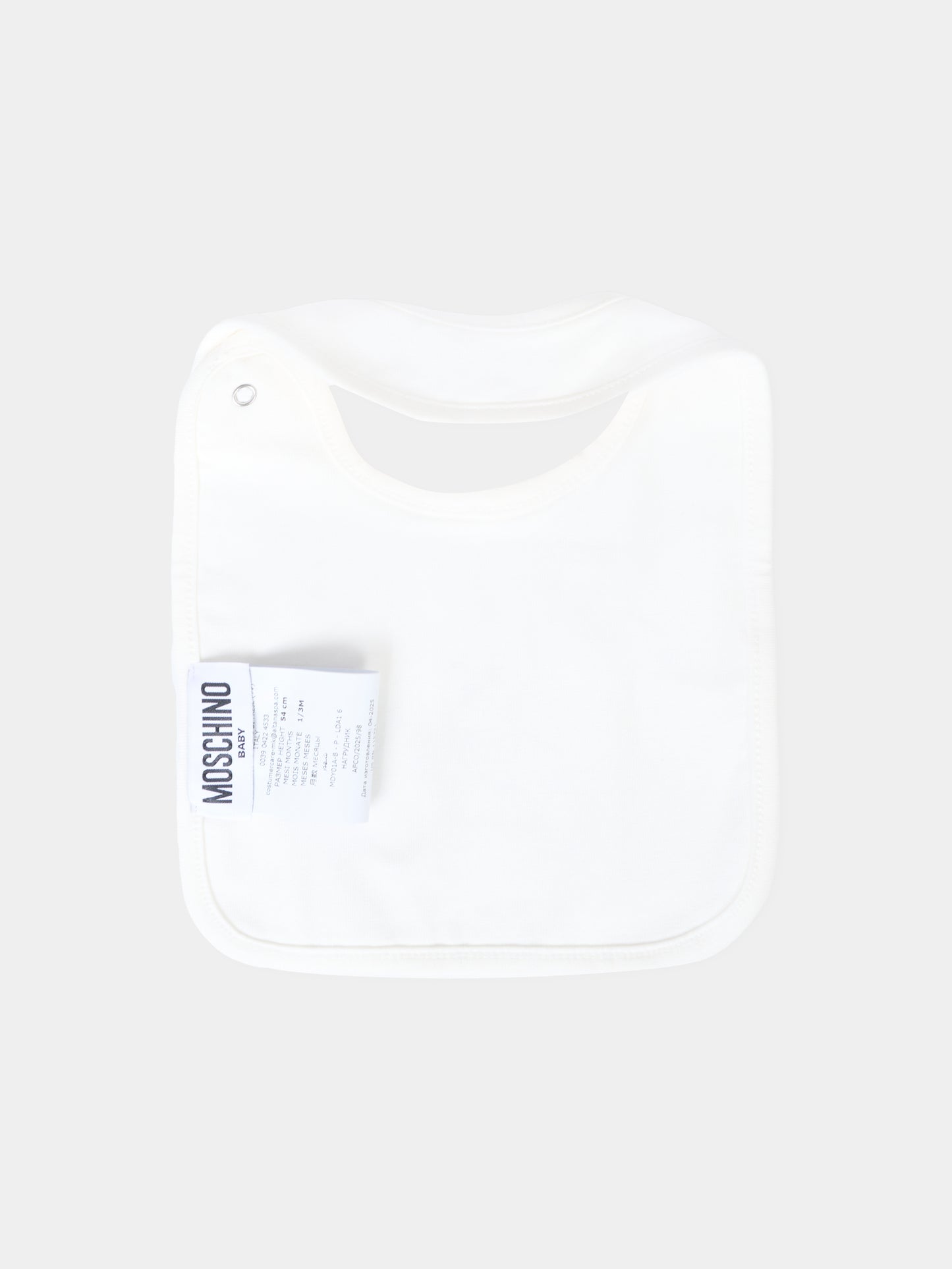 Set avorio per neonata con Teddy Bear con fiocco,Moschino Kids,MDY01A LDA16 10063