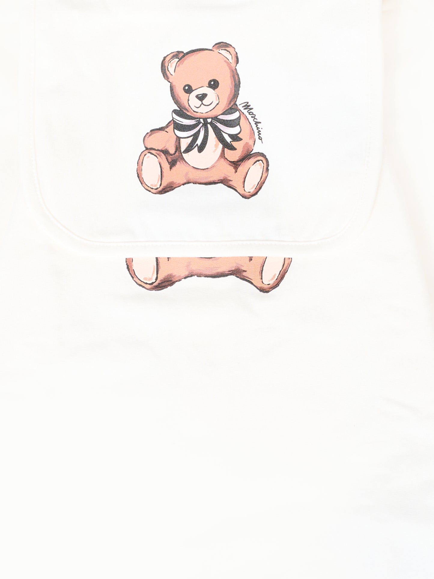 Set avorio per neonata con Teddy Bear con fiocco,Moschino Kids,MDY01A LDA16 10063