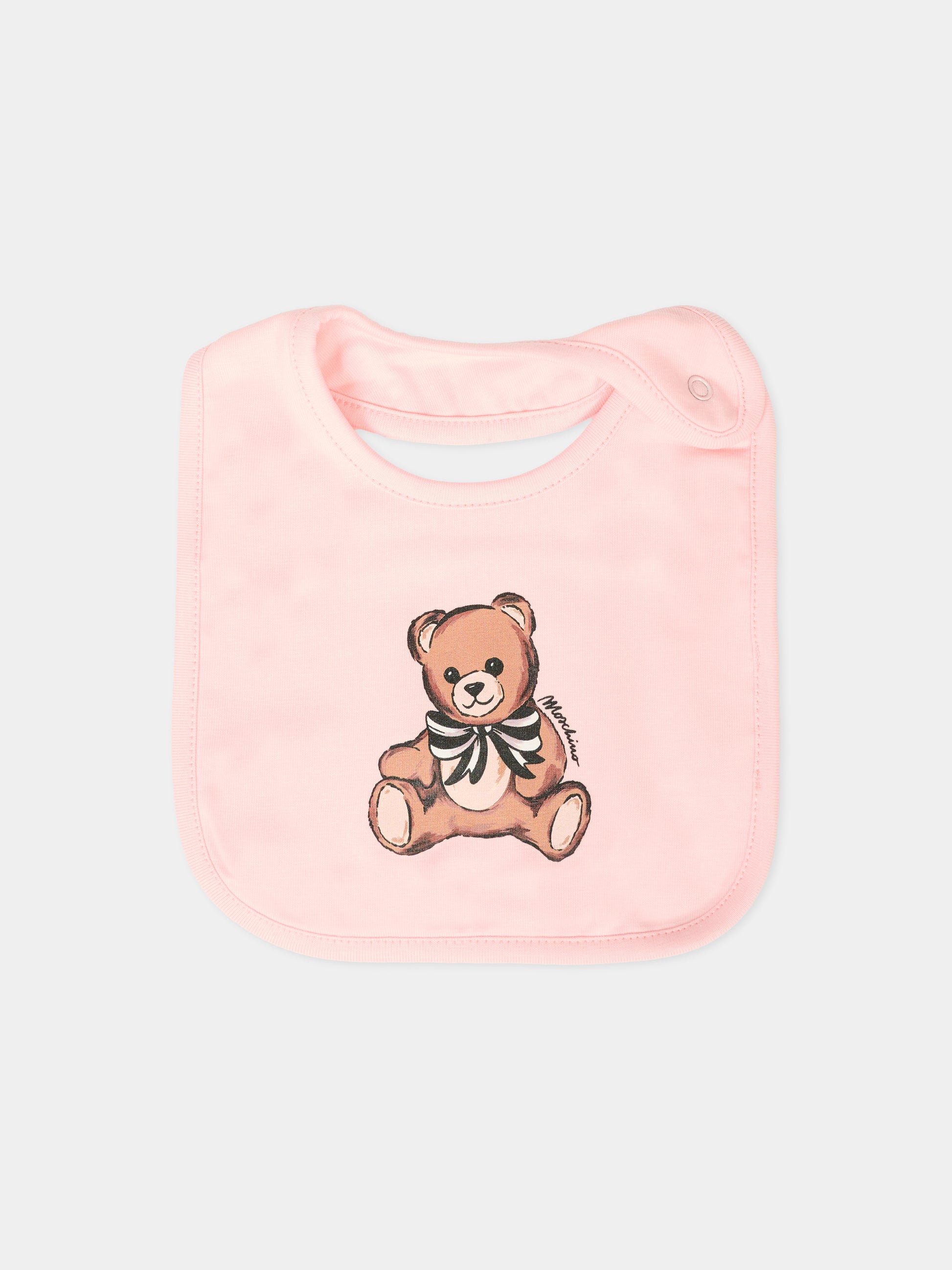 Set rosa per neonata con Teddy Bear con fiocco,Moschino Kids,MDY01A LDA16 50209