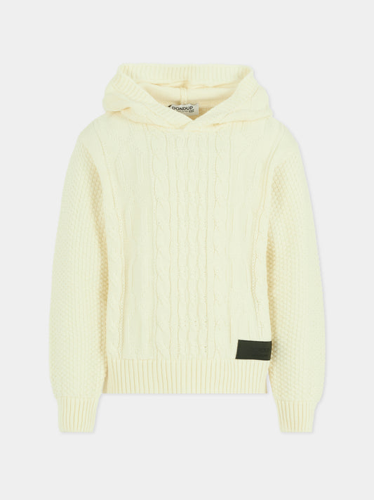 Pull ivoire pour garçon avec patch