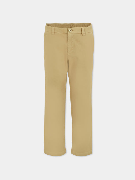 Pantalon beige pour garçon avec logo