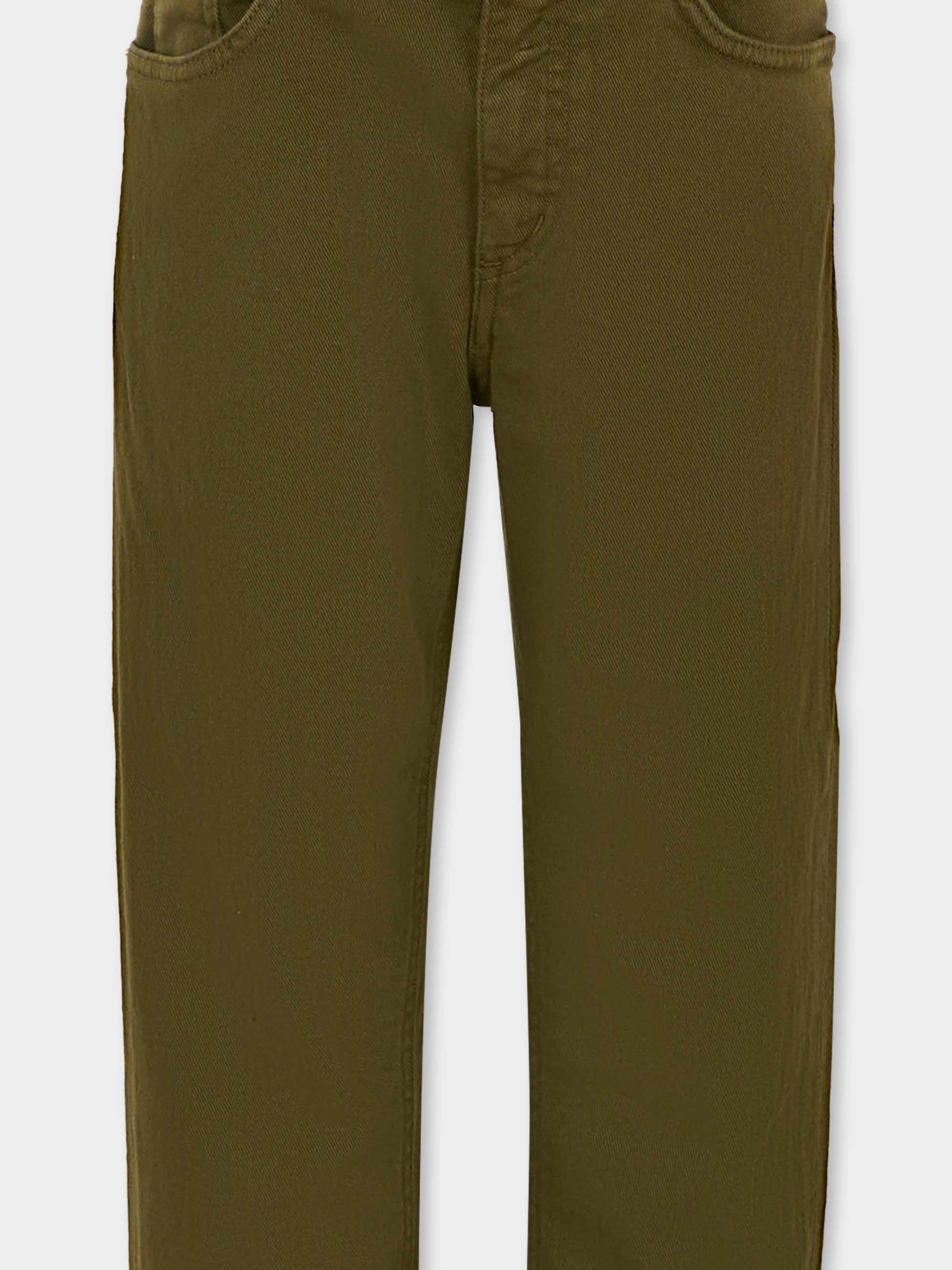 Jeans verdi per bambino con patch logato,Dondup Kids,DMPA153 C DS039 1005