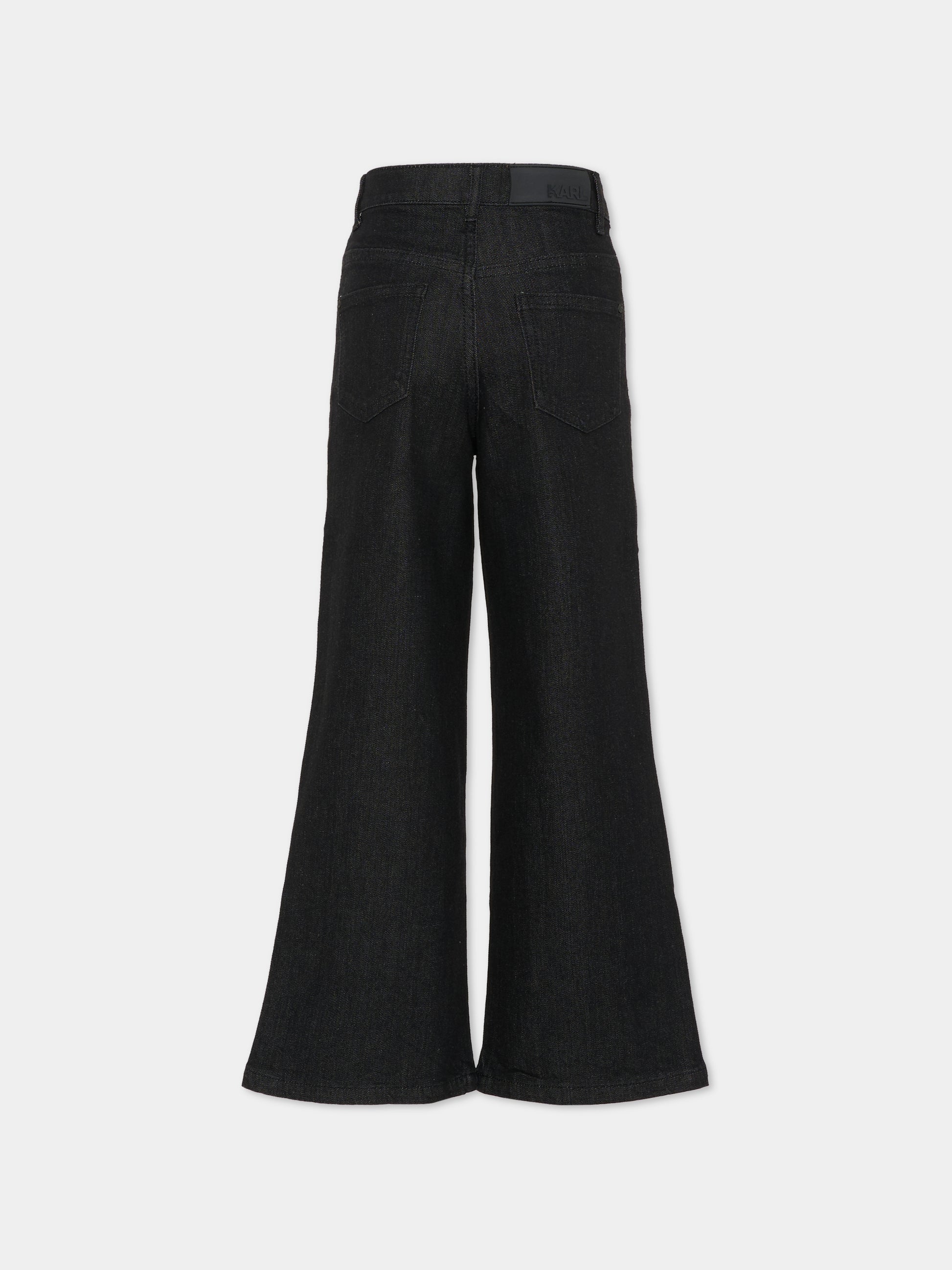 Jeans neri per bambina con logo,Karl Lagerfeld Kids,Z30595 Z16