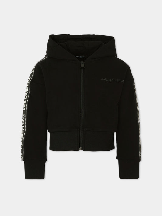 Felpa nera per bambina con logo,Karl Lagerfeld Kids,Z30609 09B
