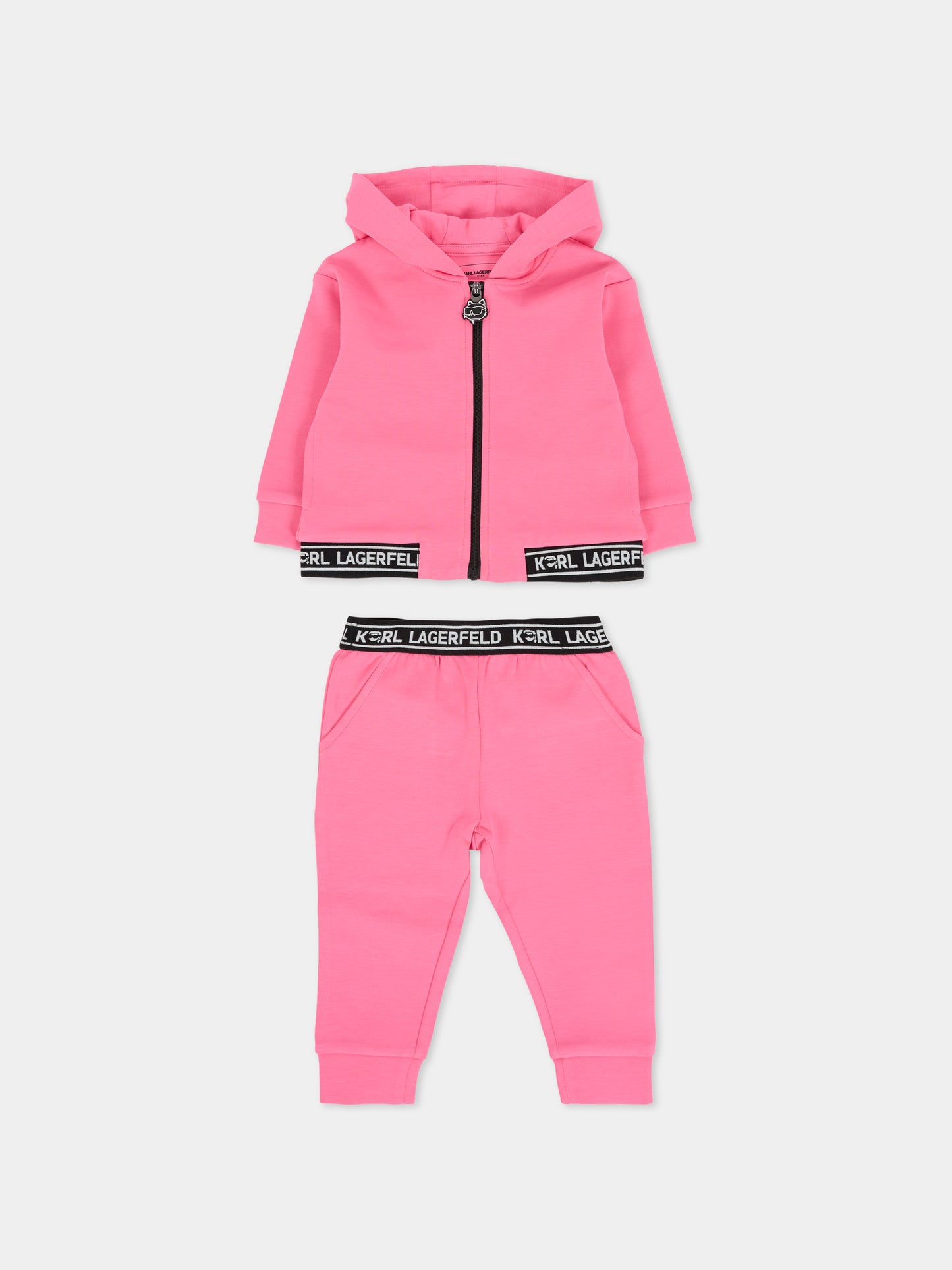 Completo rosa per neonata con stampa Choupette,Karl Lagerfeld Kids,Z30649 48V
