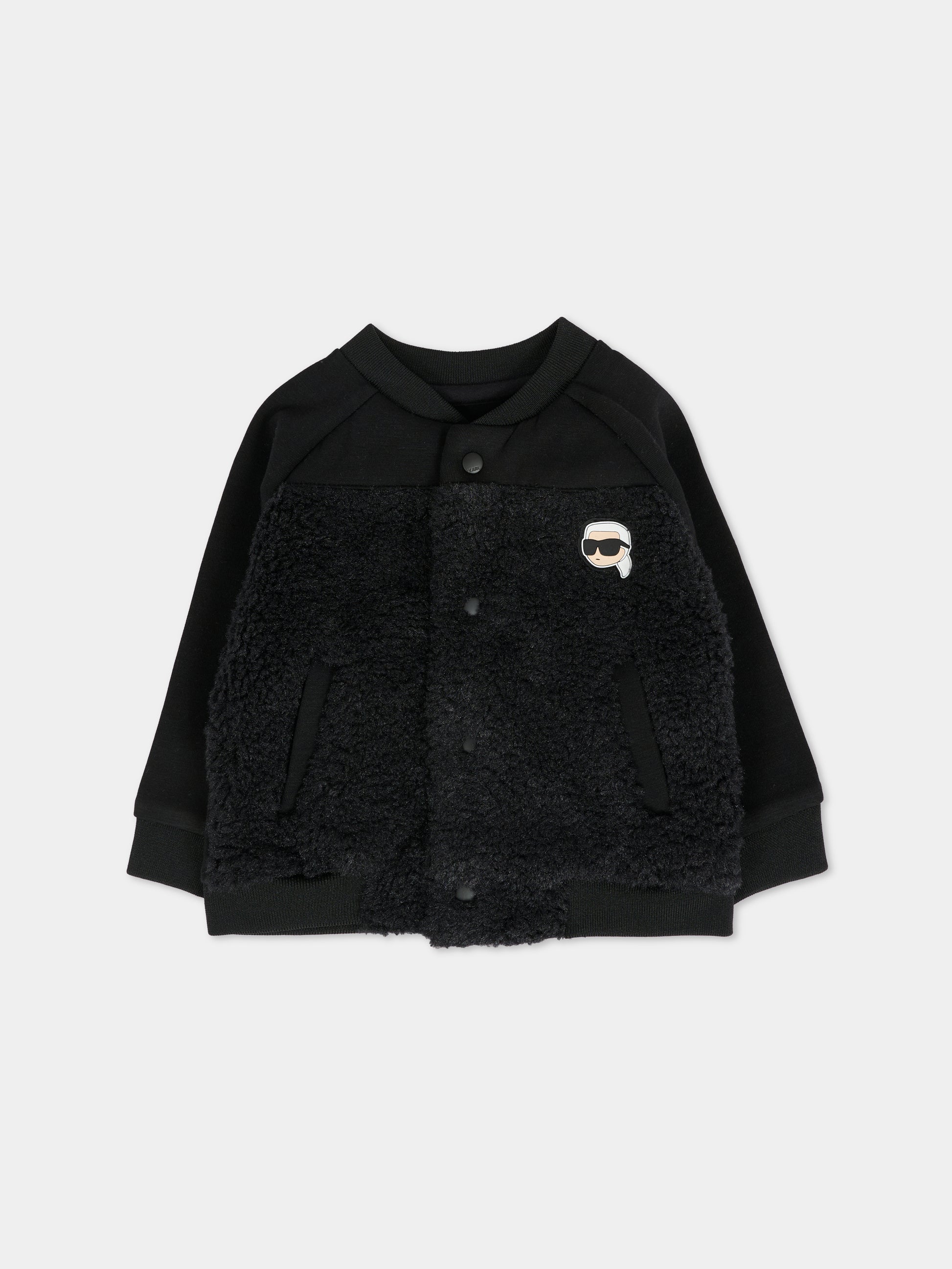 Bomber nero per neonato con logo,Karl Lagerfeld Kids,Z30665 09B