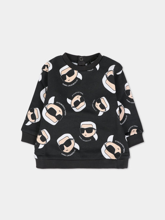 Felpa nera per neonati con Karl Lagerfeld,Karl Lagerfeld Kids,Z30666 09B
