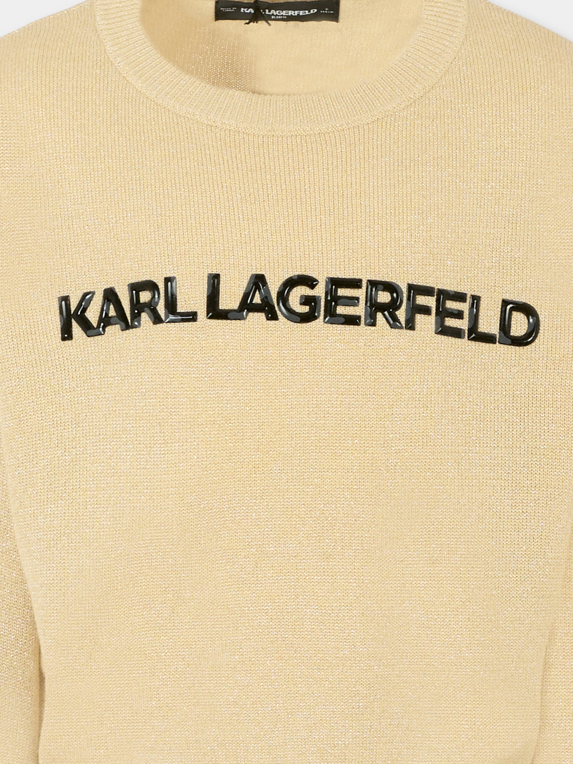 Maglione oro per bambina con logo,Karl Lagerfeld Kids,Z30937 576
