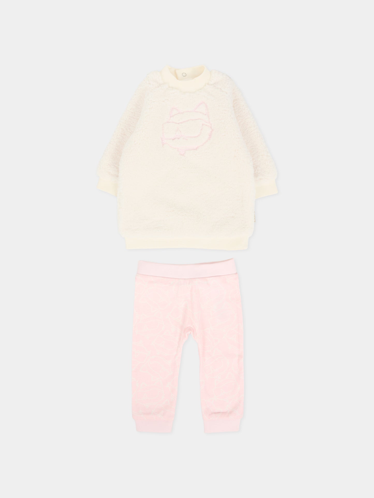 Completo rosa per neonata con Choupette ricamata,Karl Lagerfeld Kids,Z30971 N74
