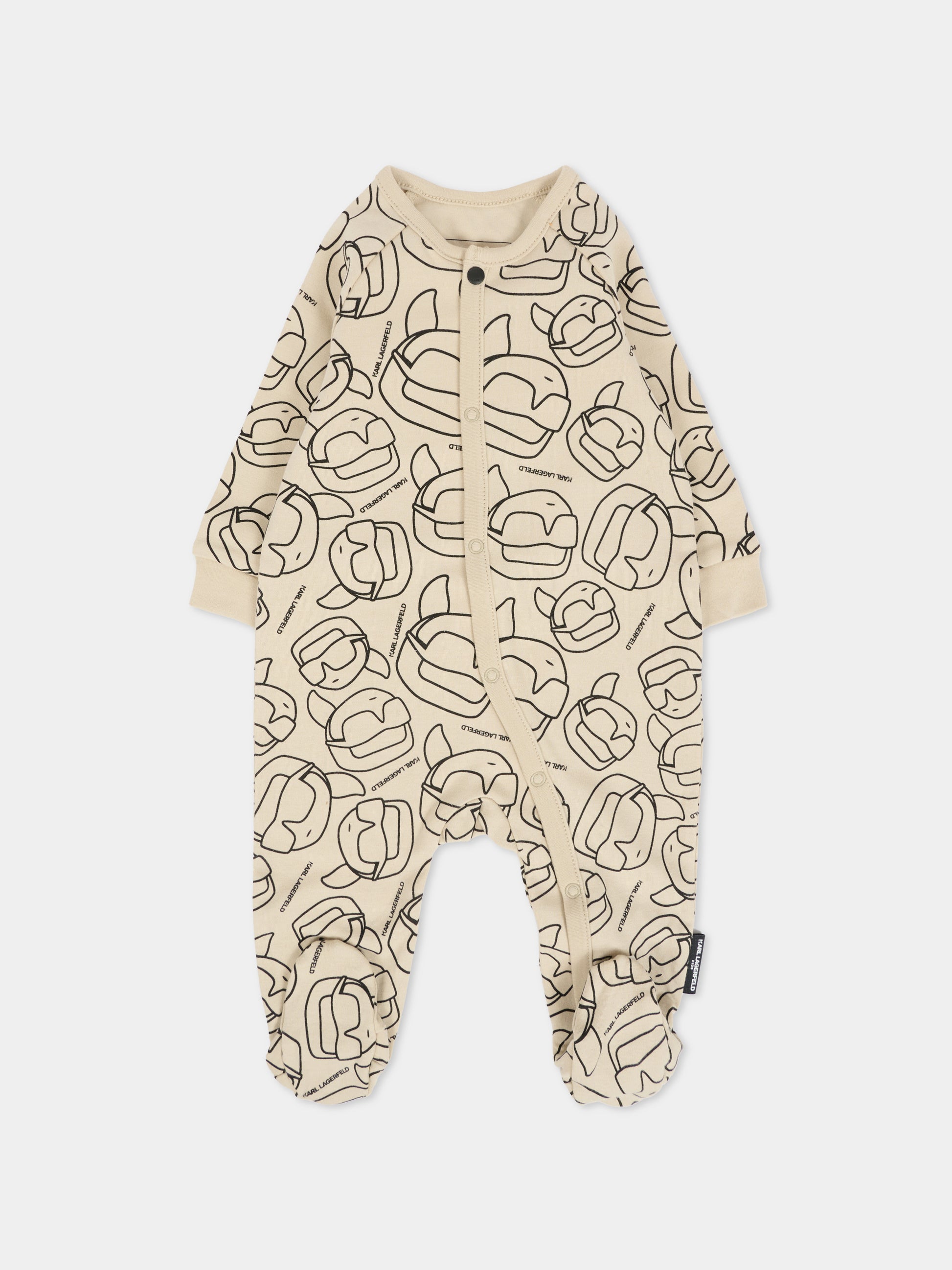 Set tutina beige per neonato con Karl Lagerfeld e logo,Karl Lagerfeld Kids,Z30974 211