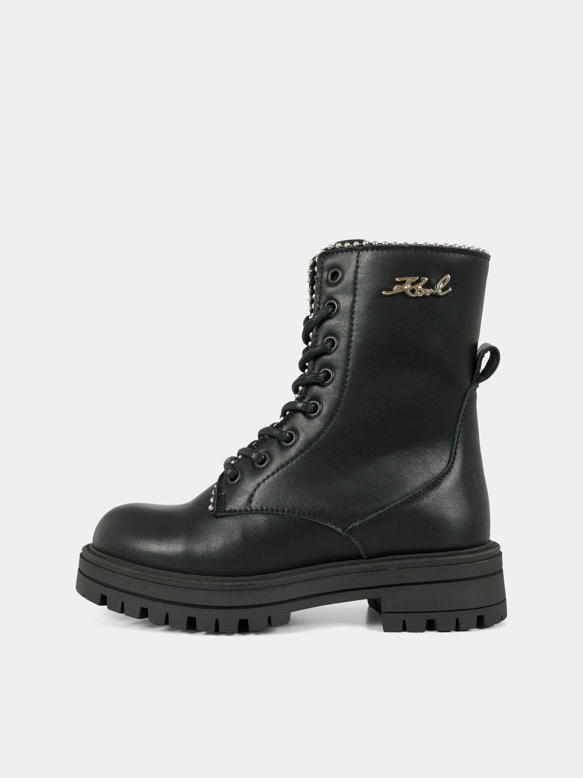 Anfibi neri per bambina con logo,Karl Lagerfeld Kids,Z30983 09B