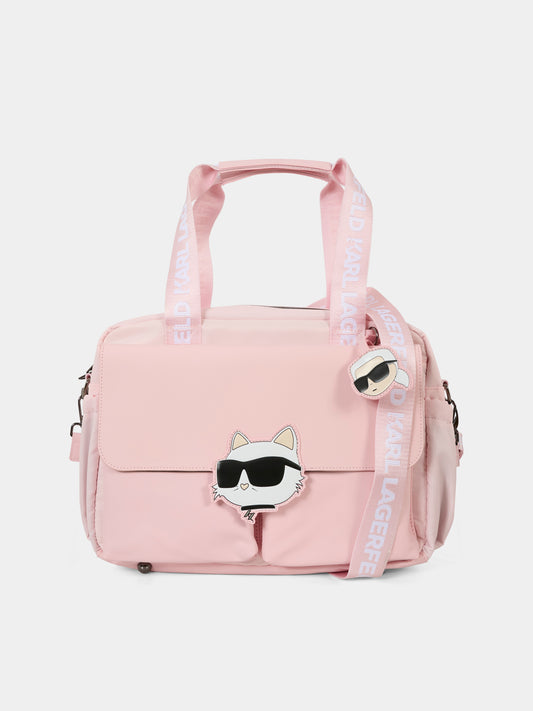 Borsa mamma rosa per neonata con Choupette e logo,Karl Lagerfeld Kids,Z30999 45S