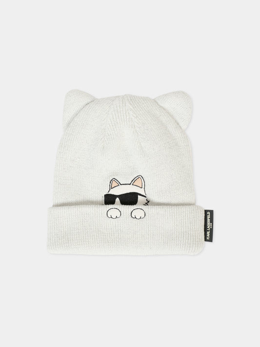 Cappello grigio per bambina con Choupette,Karl Lagerfeld Kids,Z31003 10P
