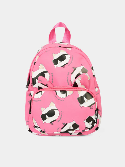 Zaino fucsia per neonata con Choupette,Karl Lagerfeld Kids,Z31005 48V