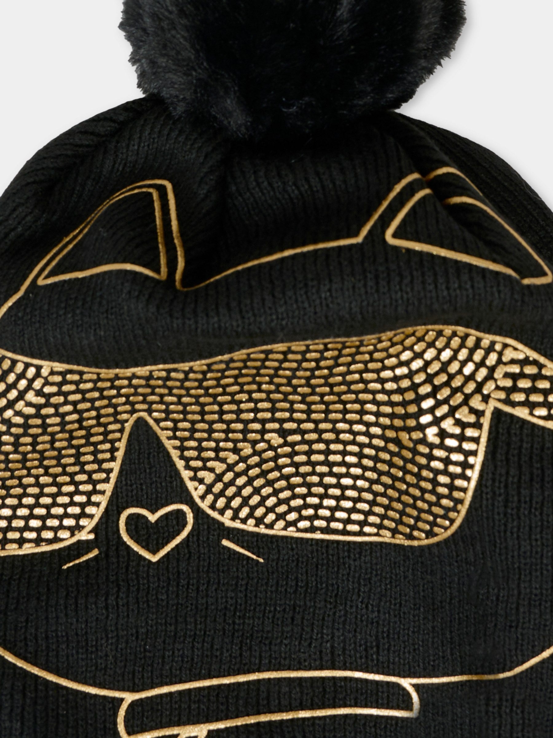 Berretto nero per bambina con Choupette,Karl Lagerfeld Kids,Z31008 09B