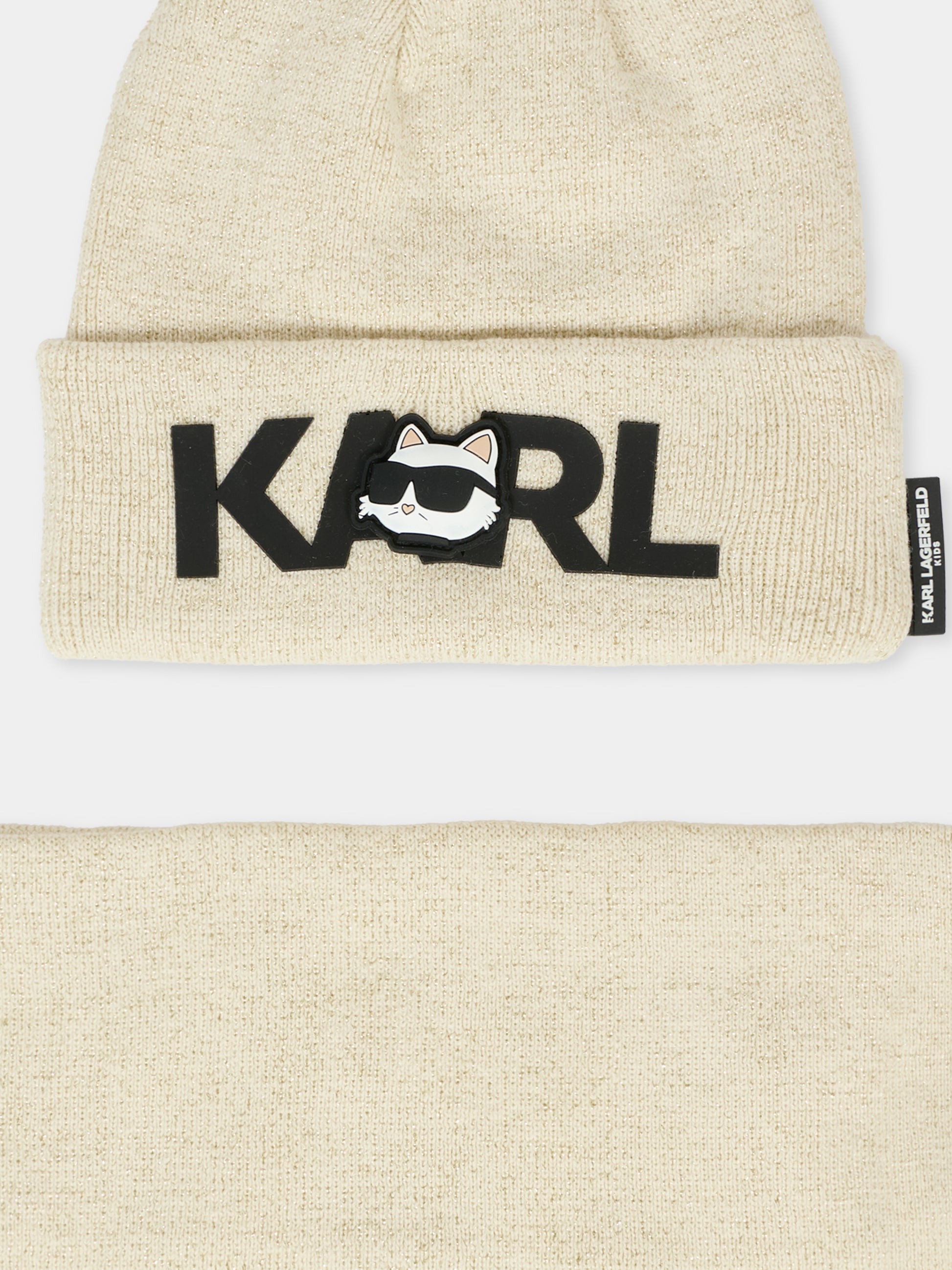 Set beige per bambina con Choupette e logo,Karl Lagerfeld Kids,Z31013 576