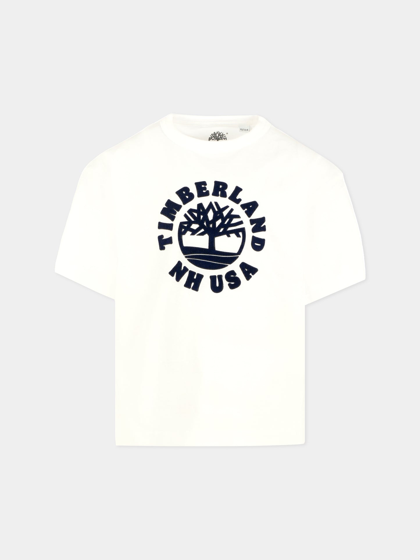T-shirt bianca per bambino con logo,Timberland,T60532 10P