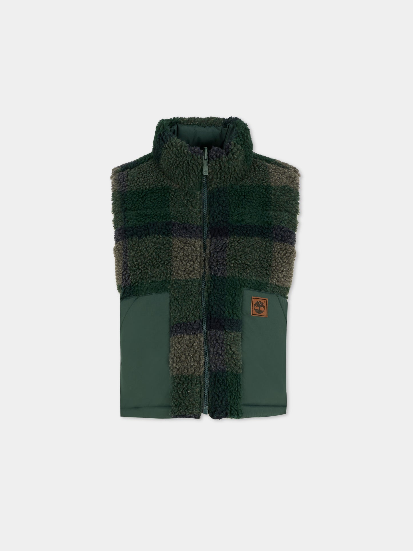 Gilet reversibile verde per bambino con patch,Timberland,T60547 672