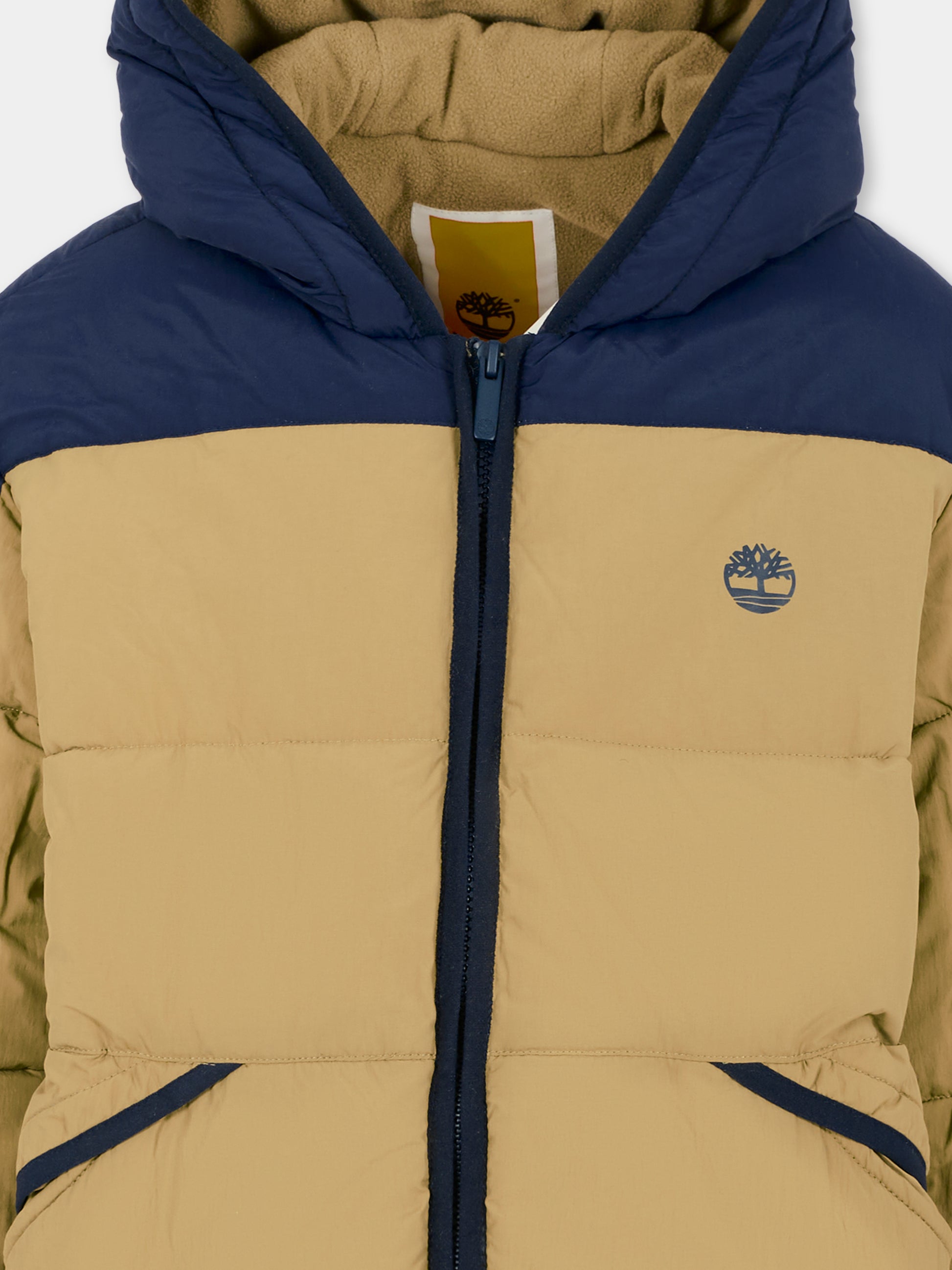Piumino beige per bambino con logo,Timberland,T60554 659