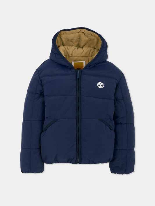 Piumino blu per bambino con logo,Timberland,T60554 85T