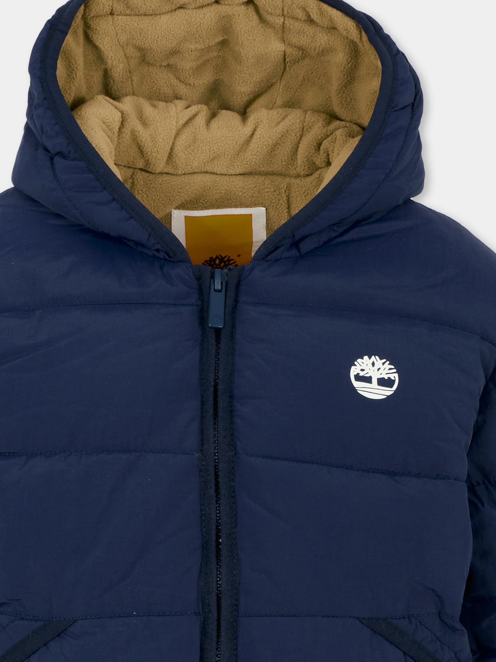 Piumino blu per bambino con logo,Timberland,T60554 85T