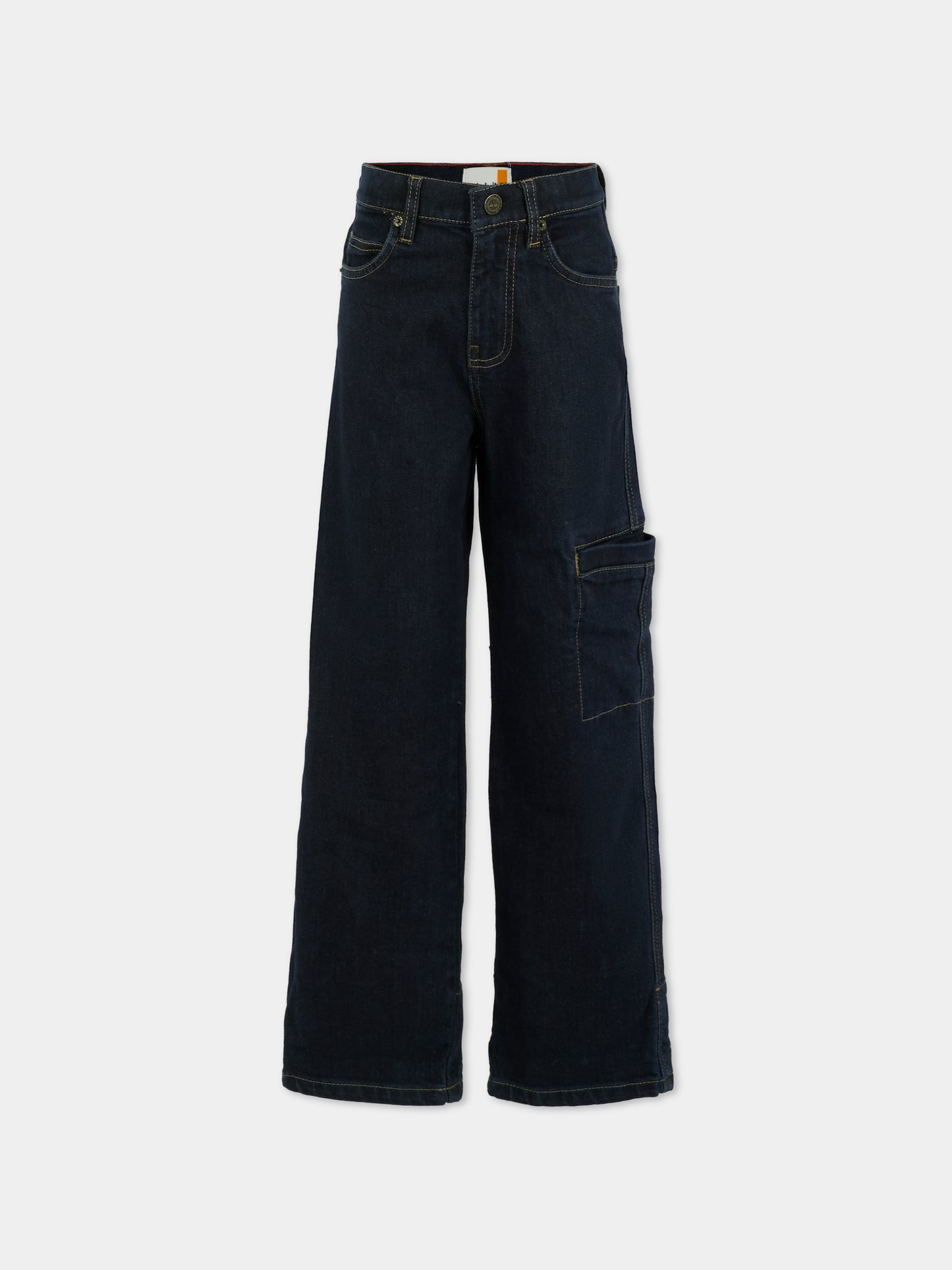 Jeans denim per bambino con logo,Timberland,T60572 Z10