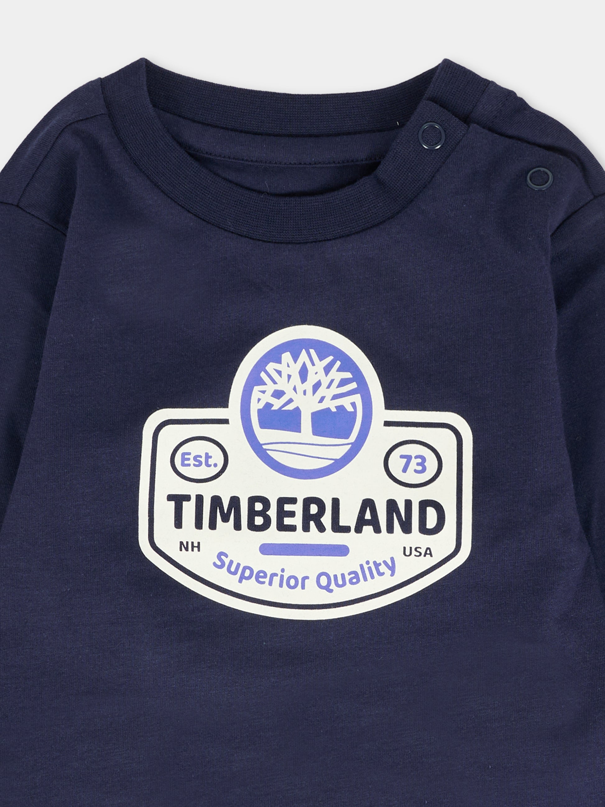T-shirt blu per neonato con logo,Timberland,T60588 85T