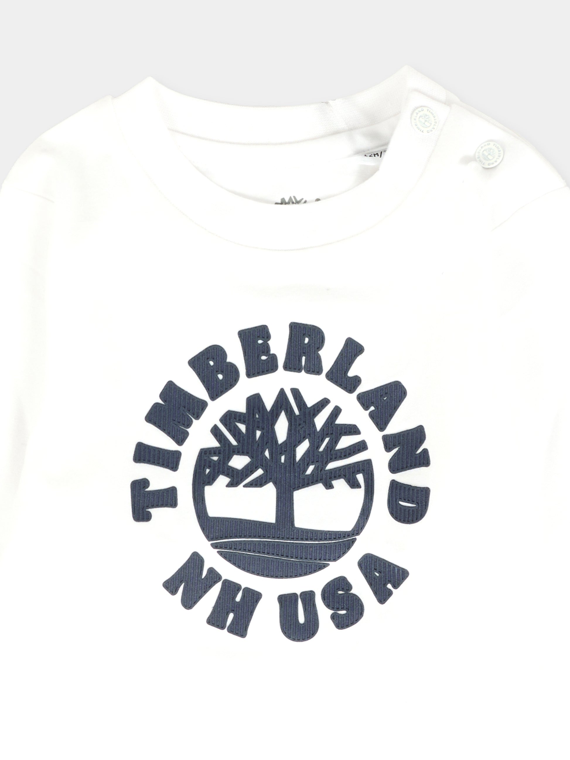 T-shirt bianca per neonato con logo,Timberland,T60589 10P