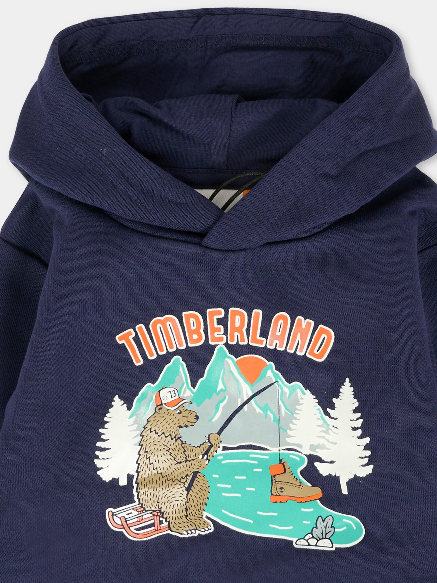 Felpa blu per neonato con orso e logo,Timberland,T60592 85T