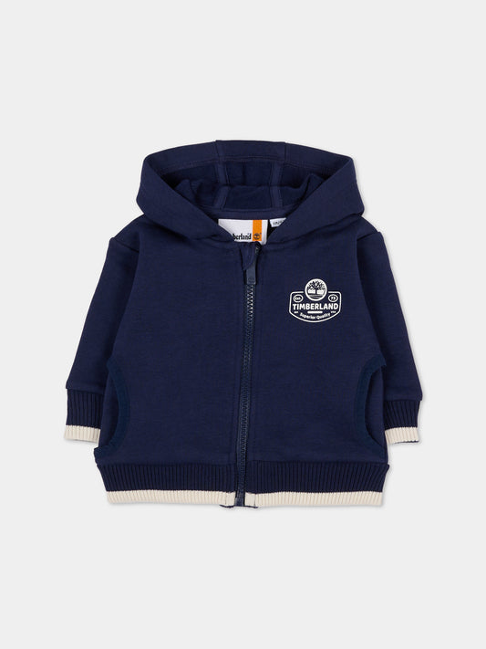 Felpa blu per neonato con logo,Timberland,T60596 85T