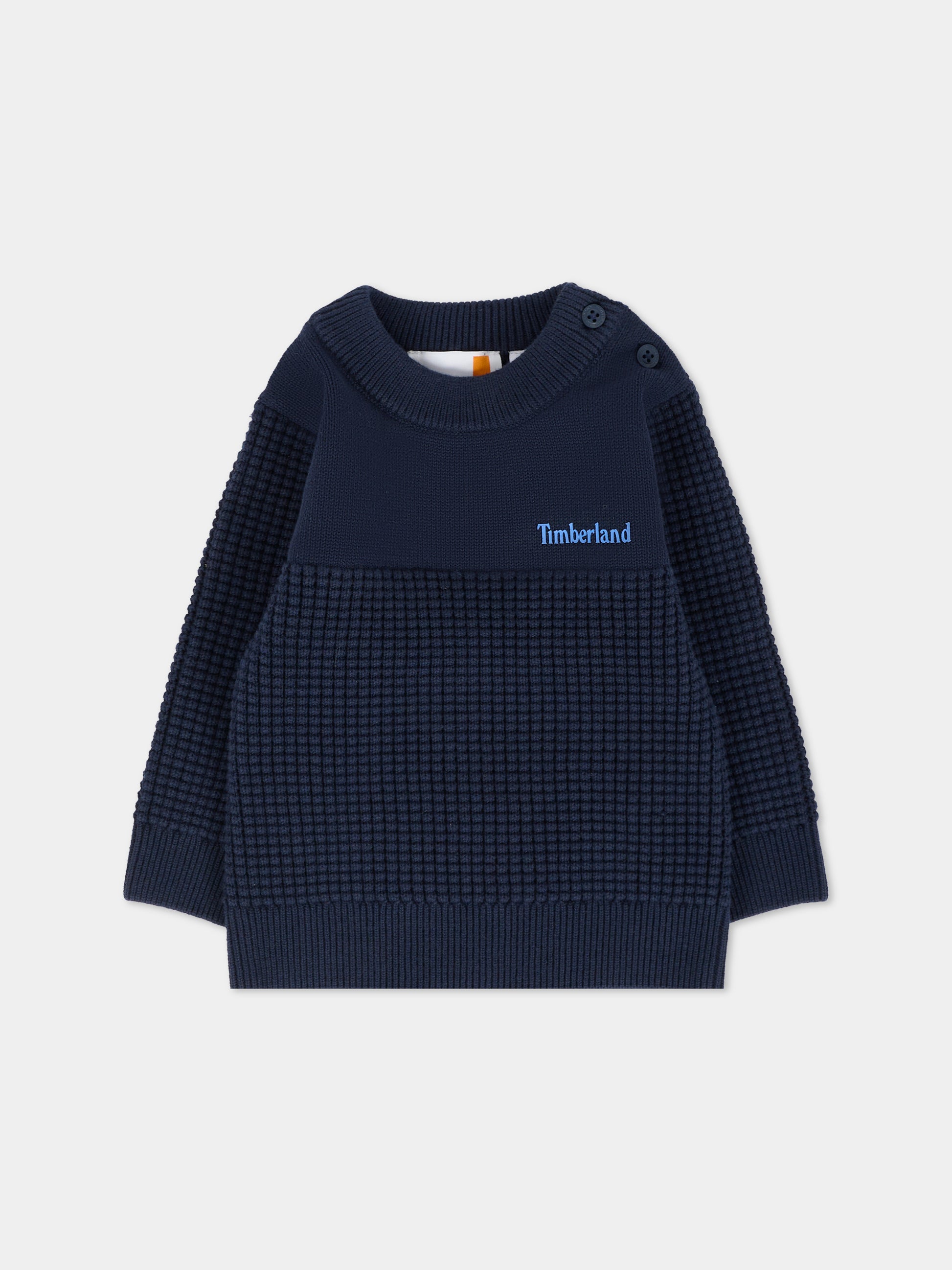 Maglione blu per neonato con logo,Timberland,T60597 85T