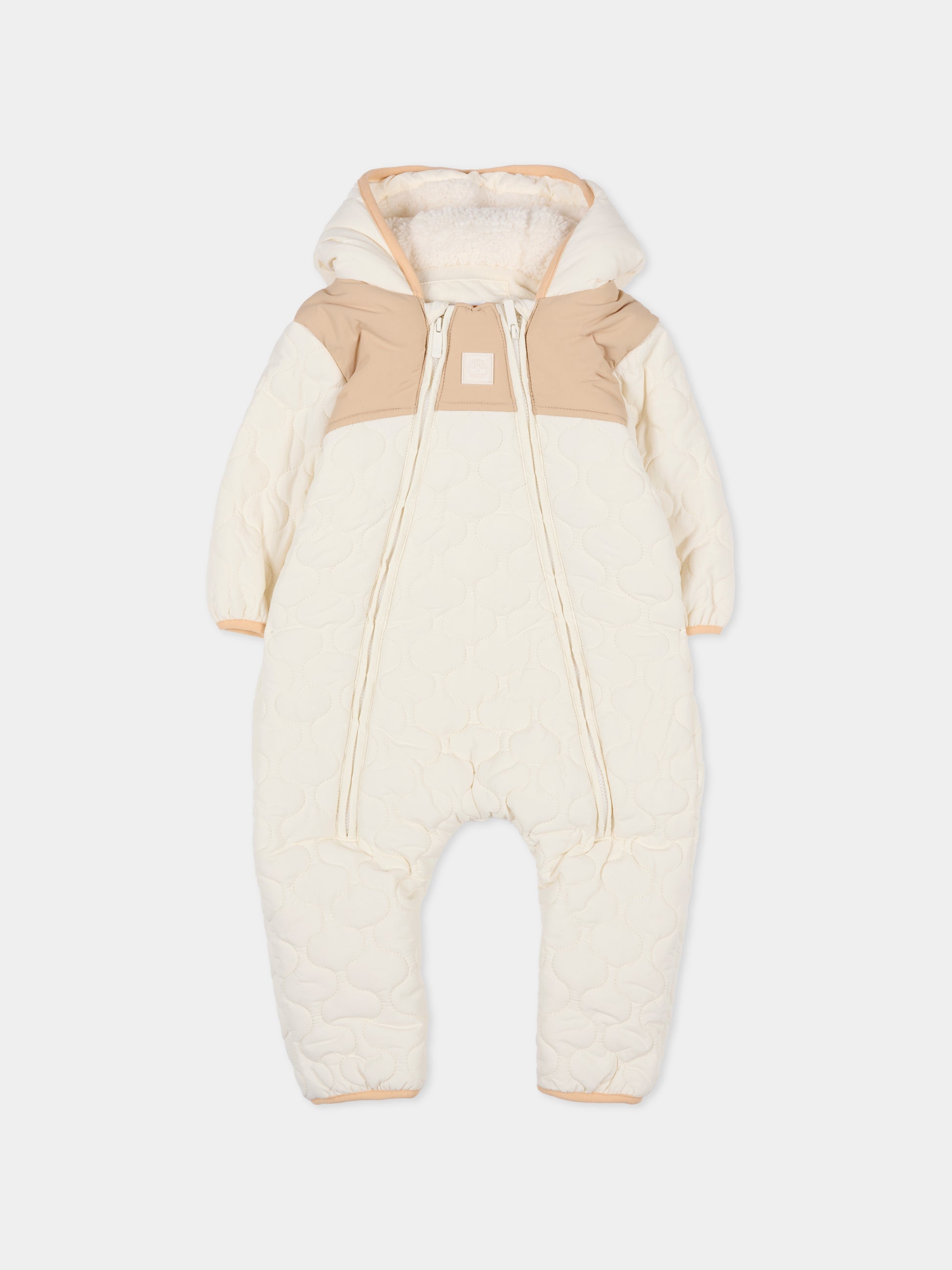 Tuta da neve avorio per neonato con logo,Timberland,T60611 127
