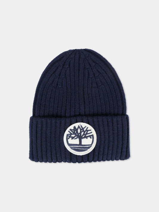Berretto blu per bambino con logo,Timberland,T60755 85T