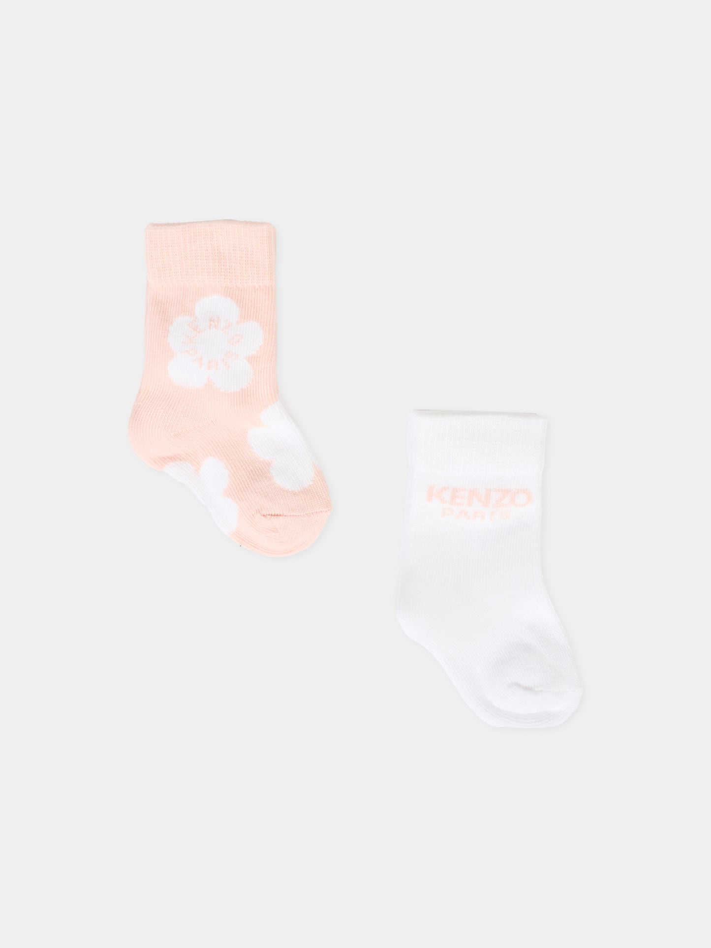 Set calzini rosa per neonata con logo,Kenzo Kids,K61209 46T