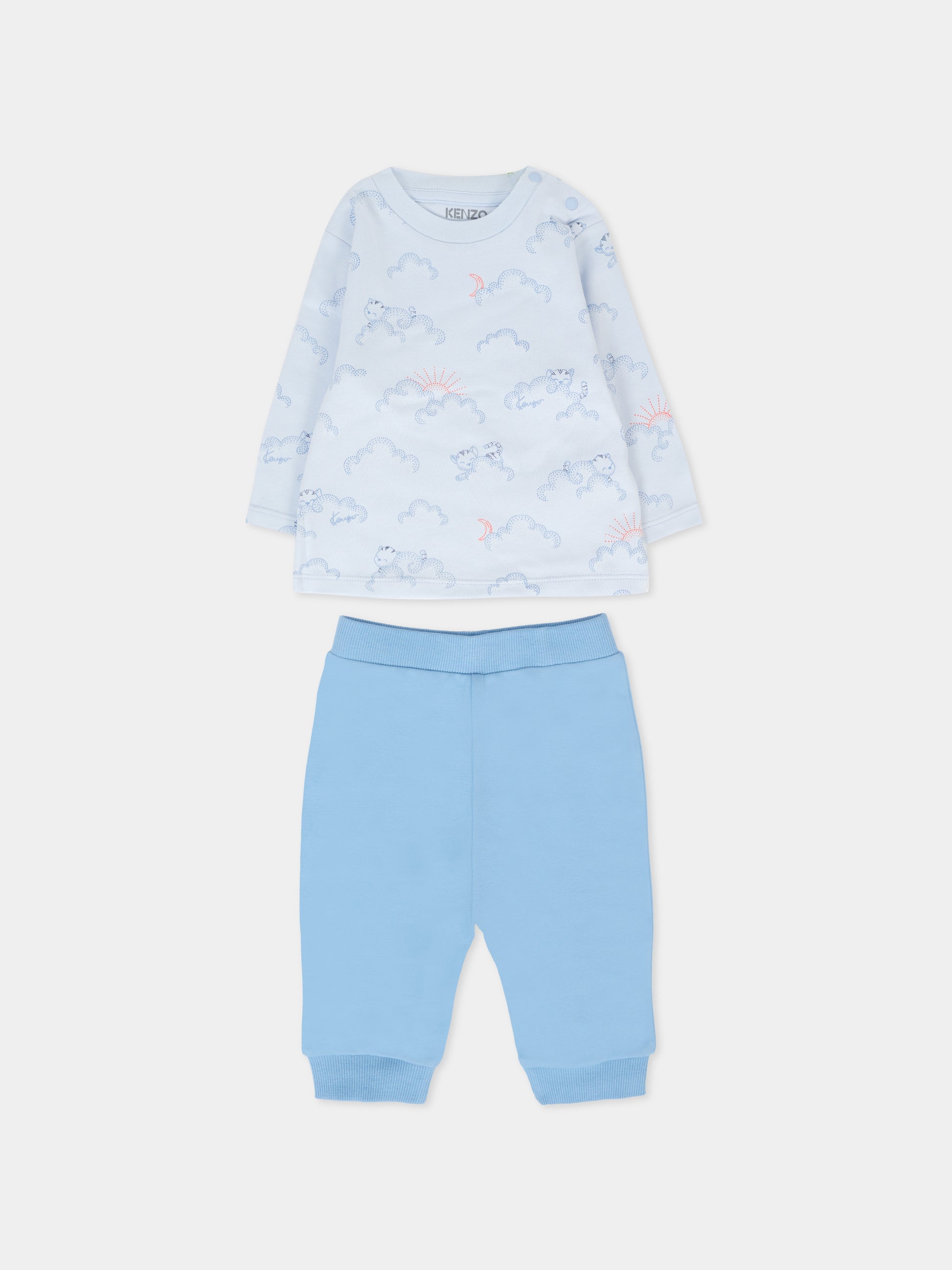 Completo azzurro per neonato con tigre all over,Kenzo Kids,K61244 771