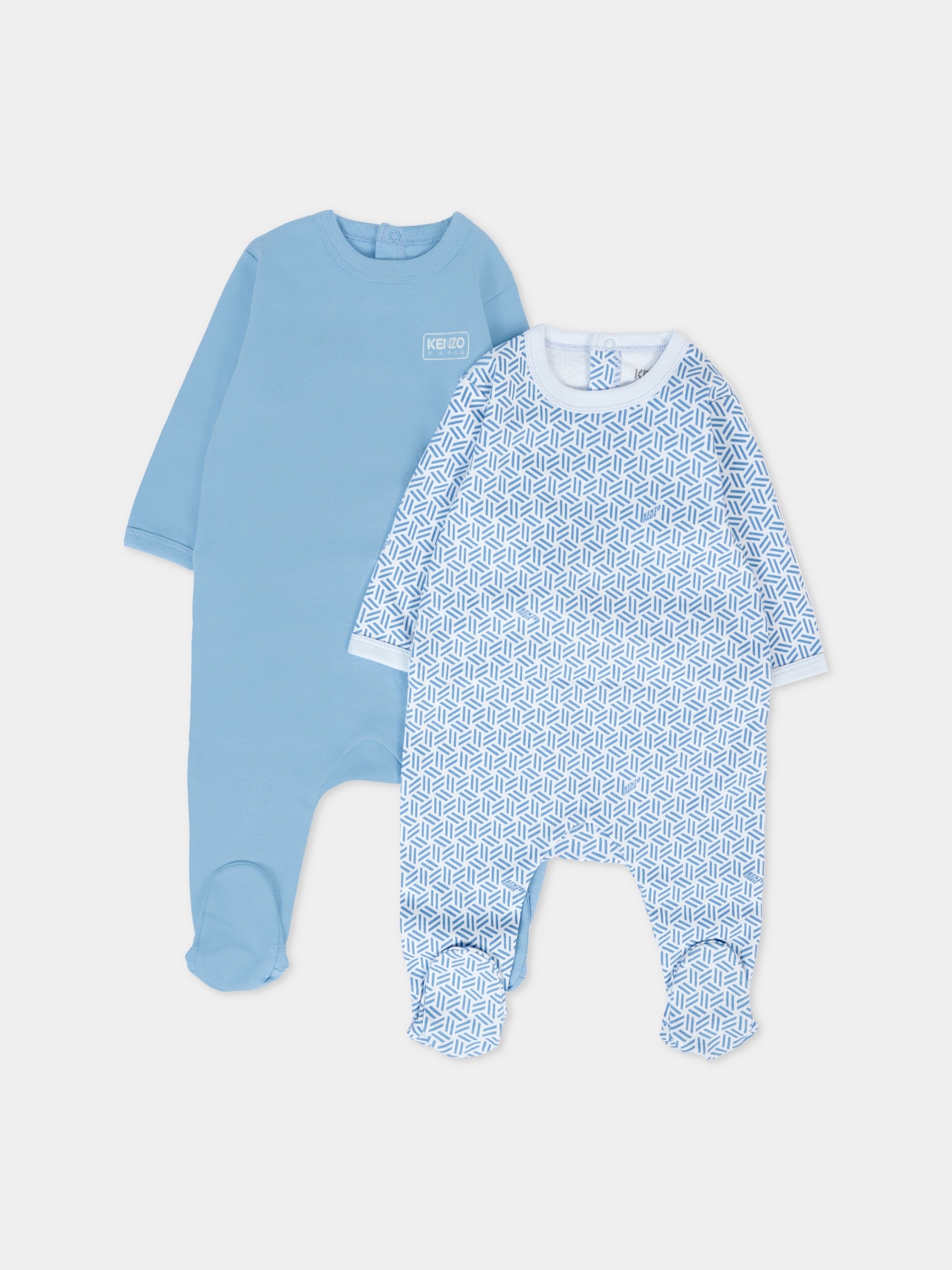 Set tutina azzurro per neonato con motivo geometrico,Kenzo Kids,K61256 77A