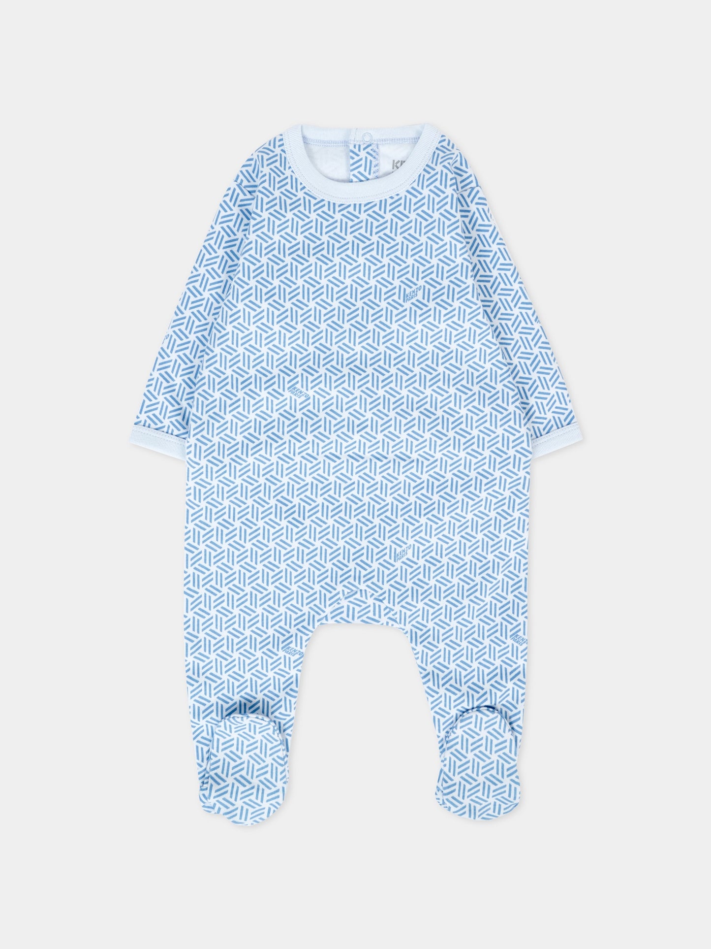 Set tutina azzurro per neonato con motivo geometrico,Kenzo Kids,K61256 77A
