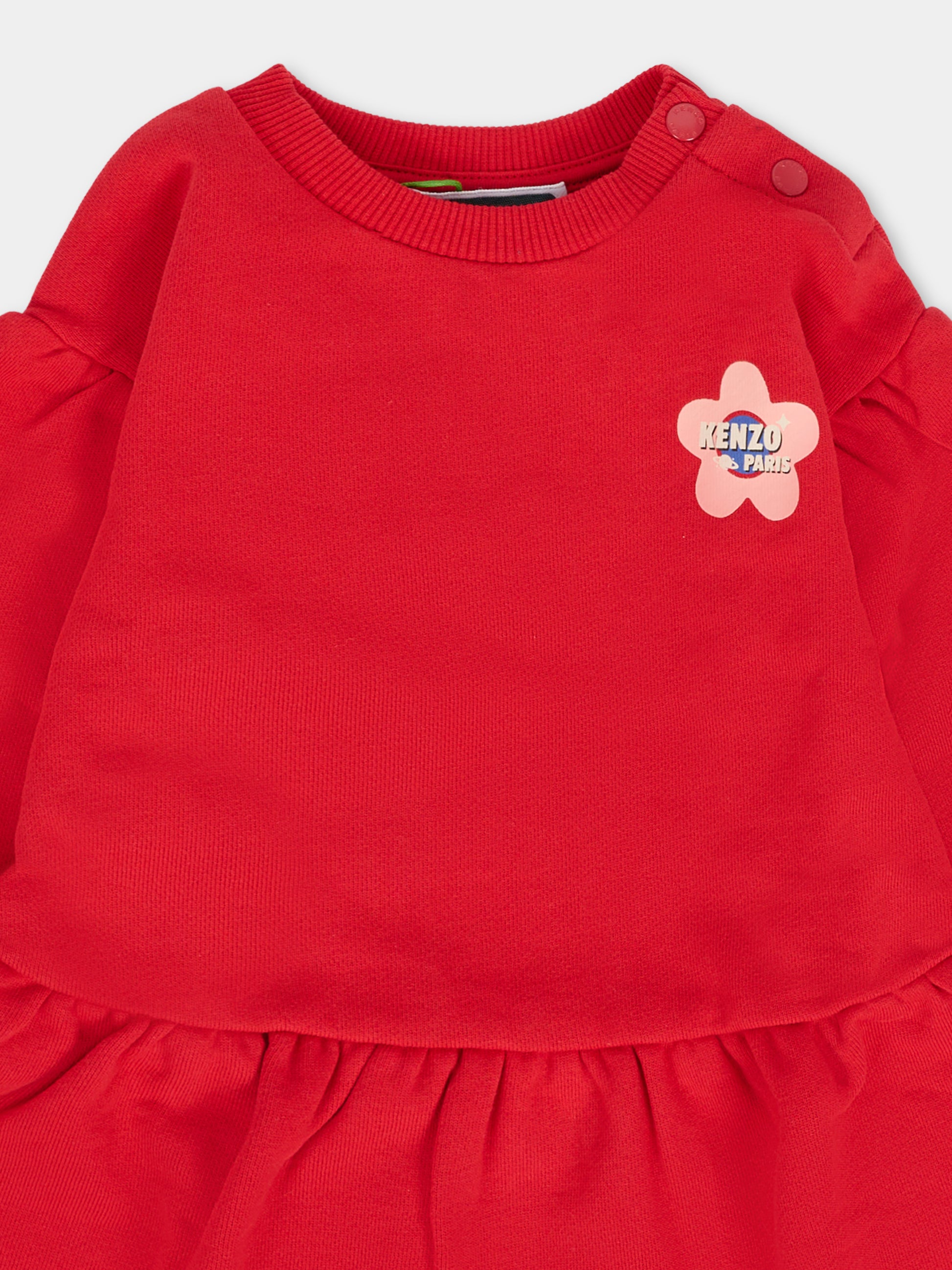 Vestito rosso per neonata con papavero,Kenzo Kids,K61273 968