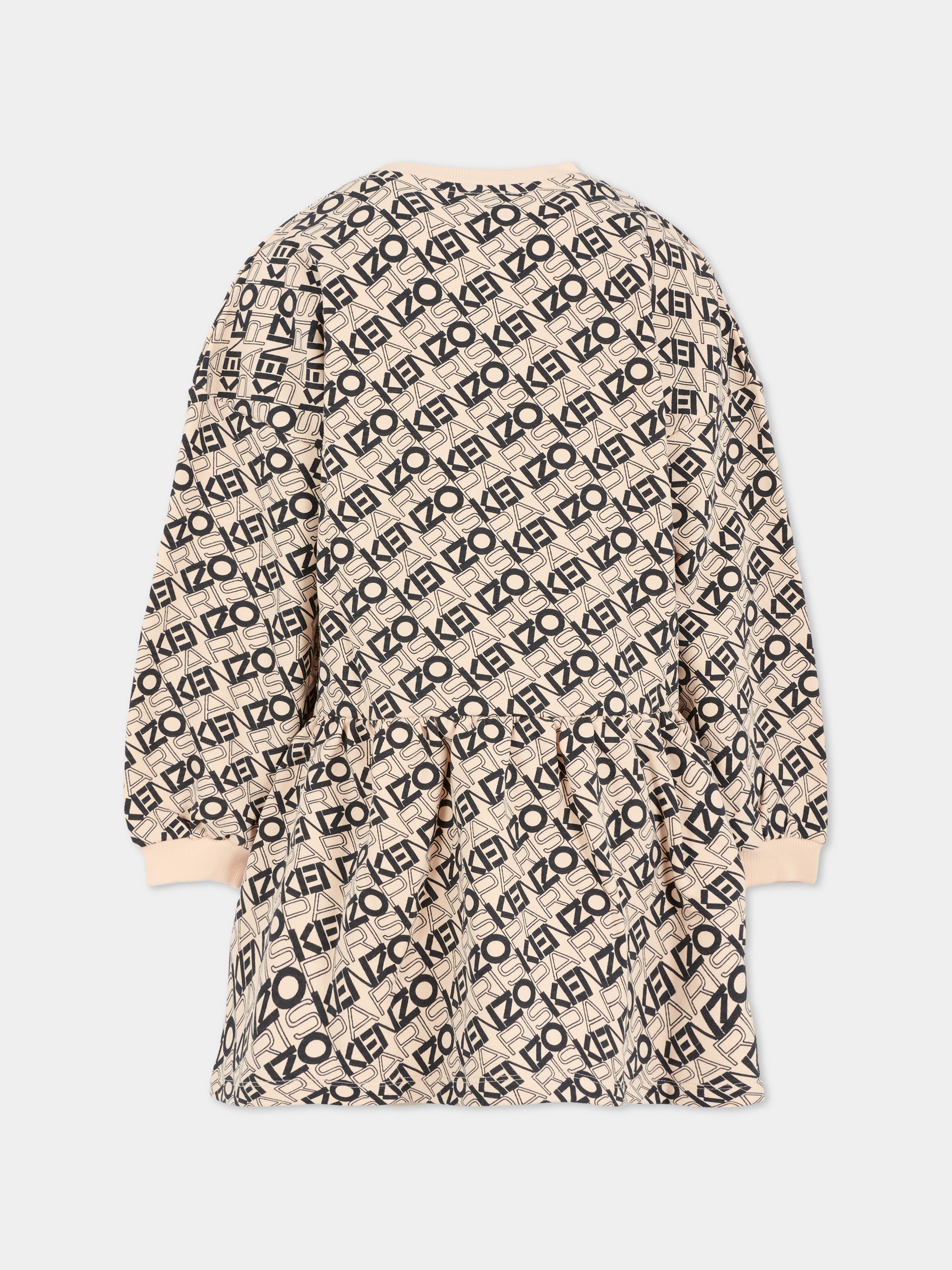 Vestito rosa per bambina con logo all over,Kenzo Kids,K61355 46M