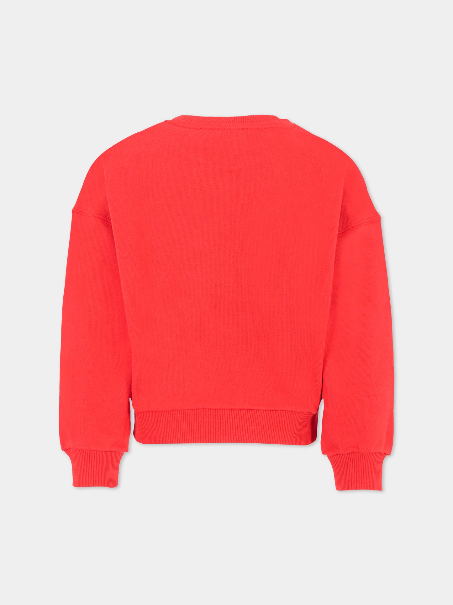 Felpa rossa per bambina con fiore e logo,Kenzo Kids,K61357 968