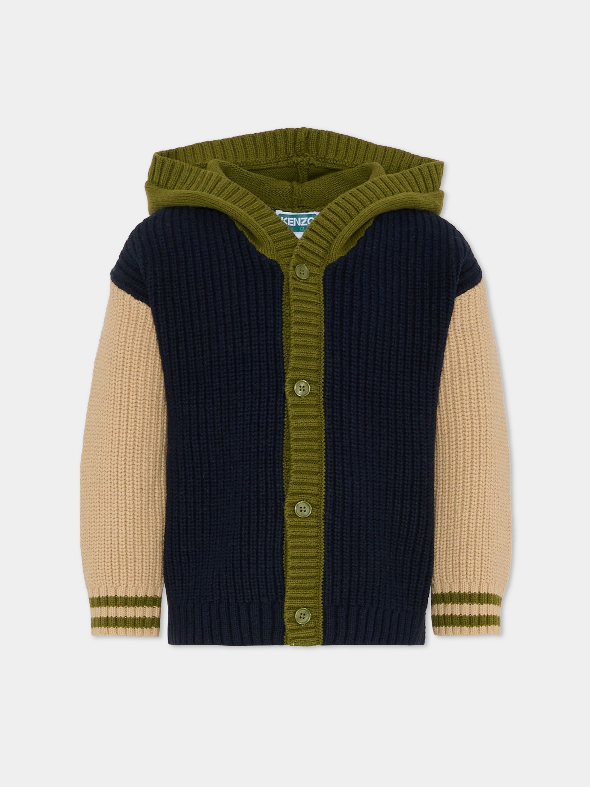 Cardigan blu per bambino con logo,Kenzo Kids,K61417 V82